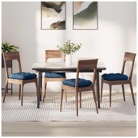 Cuscini per Seduta 4 pcs Blu 45 x 45 x 12 cm Tessuto - Foto 2