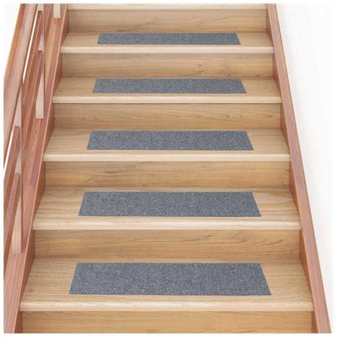 Tappetini per scale autoadesivi 30 pz 76x20 cm Grigio chiaro Rettangolari - Foto 2