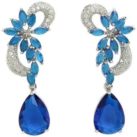 Orecchini Pendenti Floreali Moderni con Zirconi Collezione Diva - Foto 5