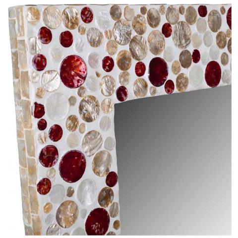 Specchio Quadrato In Legno Rifinito In Capiz Marrone 52x52x03h - Foto 2