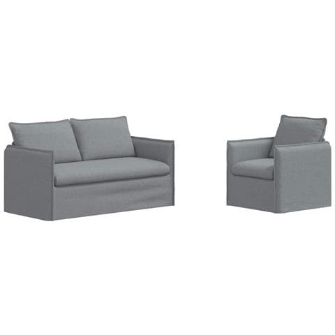 Divano 2 pcs Grigio chiaro 196 x 82 x 85 cm Tessuto - Foto 1