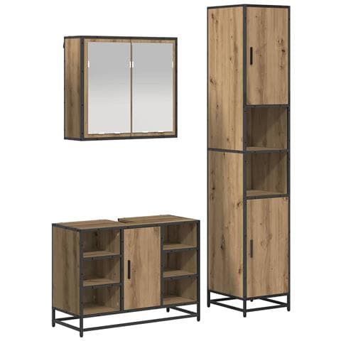 Set di mobili per il bagno con porta 3 pcs Rovere artigianale - Foto 1