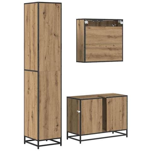 Set di mobili per il bagno con porta 3 pcs Rovere artigianale - Foto 9