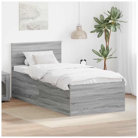 Struttura del letto Grigio Sonoma 75 x 190 cm Legno multistrato - Foto 2