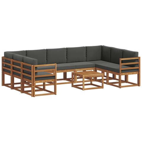 Set di divani da esterno 10 pcs Naturale e Antracite - Foto 1