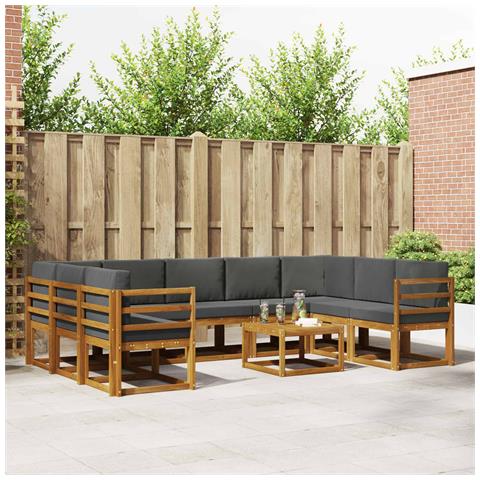 Set di divani da esterno 10 pcs Naturale e Antracite - Foto 2