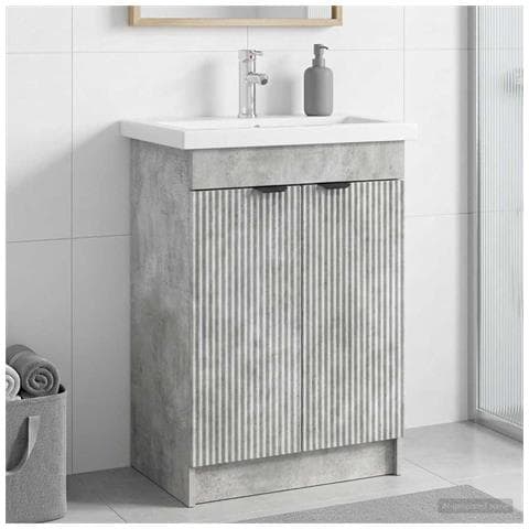 Mobiletto da bagno sotto il lavello Grigio Cemento - Foto 2