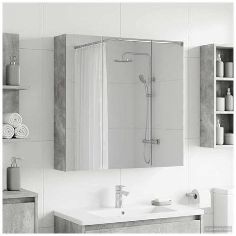 Mobiletto per specchio da bagno Grigio cemento - Foto 2