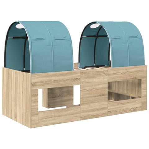 Letto Alto per Bambini con Tunnel 3 pz Rovere Sonoma e Azzurro - Foto 9