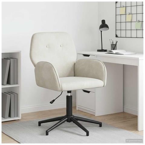Sedia da scrivania girevole 54 x 55 x 90 cm Crema Velluto (V) - Foto 2