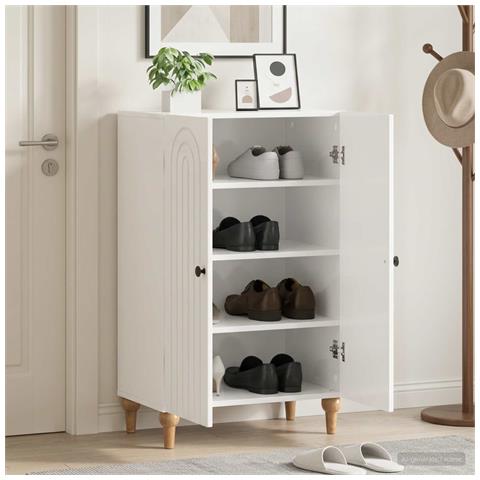 Mobile per scarpe ALKMAAR 59,5 x 39,5 x 90 cm Bianco Lucido - Foto 2
