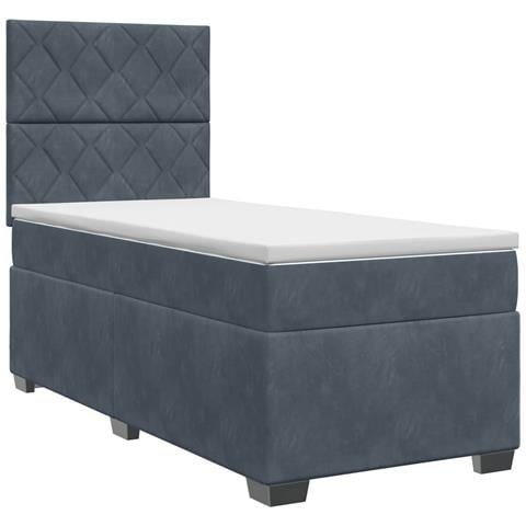 Letto box spring con materasso Grigio Scuro 90 x 200 cm Velluto - Foto 1