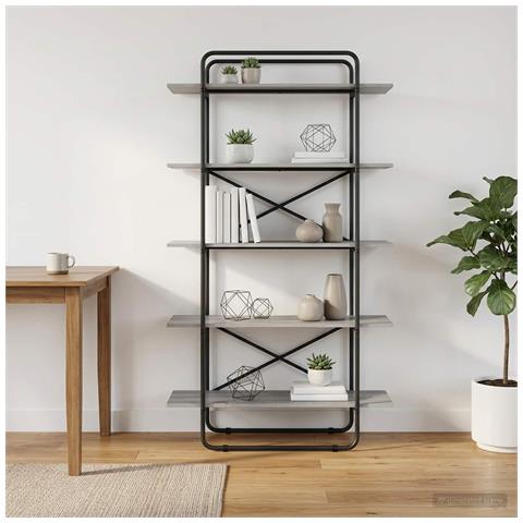 Libreria 5 livelli 100 x 35 x 175,5 cm PB Sonoma grigio - Foto 2
