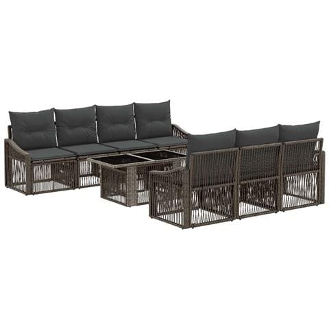 Set Divano da Giardino 8 pz Grigio e Grigio Scuro polyrattan - Foto 1