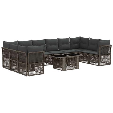 Set Divano da Giardino 11 pz Grigio polyrattan - Foto 1