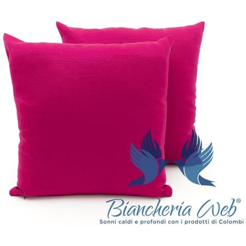 Coppia Cuscini Arredo Imbottiti Tessuto Ottoman In Tinta Unita Colore Fucsia 30 60x60 Fuxia 30 - Foto 1