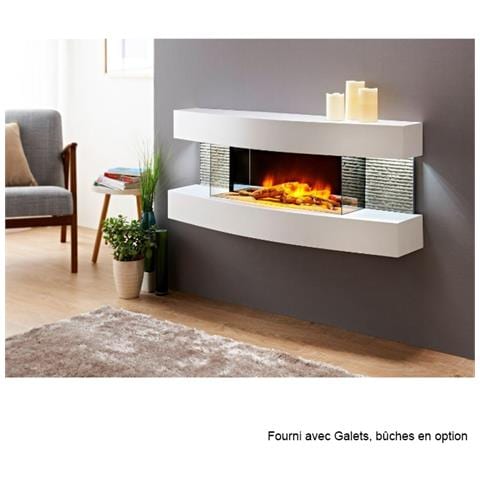 Chemin Arte 146 Camino Elettrico Decorativo Con Effetto Fiamma A Led Da 2000w, Bianco E Vetro - Foto 7