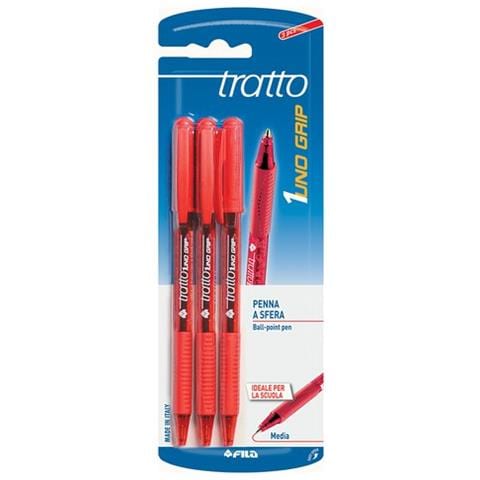 Confezione Blister 3 Penne A Sfera Tratto Uno Grip Inchiostro Rosso - Foto 1