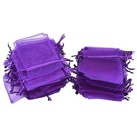 100 Pcs Organza Regalo Dei Monili Borse Da Sposa Sacchetti 7 Cm 9 Cm Perfetto Per Matrimonio Natale Compleanno Anniversario. (purpel) - Foto 1