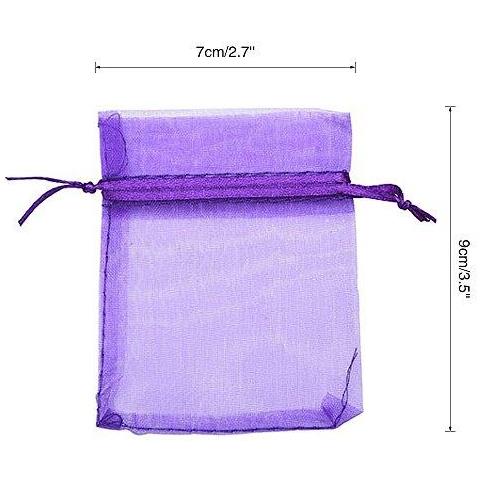 100 Pcs Organza Regalo Dei Monili Borse Da Sposa Sacchetti 7 Cm 9 Cm Perfetto Per Matrimonio Natale Compleanno Anniversario. (purpel) - Foto 4