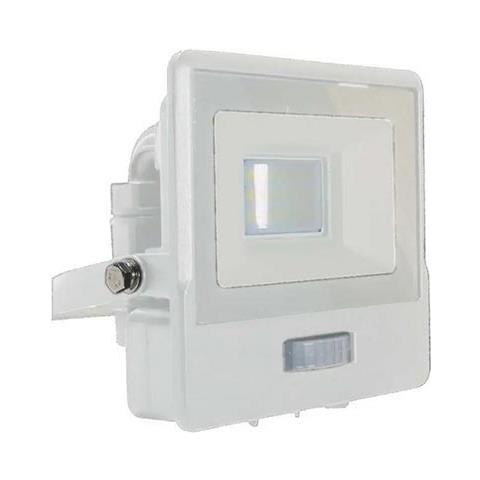 V-tac Vt-118s Faro Led 10w Chip Samsung Con Sensore Di Movimento Pir E Crepuscolare Bianco Freddo 6500k Slim Alluminio Bianco Box Derivazione Ip65 - Sku 20270 - Foto 1