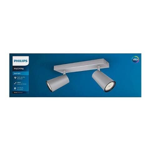 Plafoniera Regolabile - 2 Punti - Gu10 - Metallo - 93520 - Foto 2