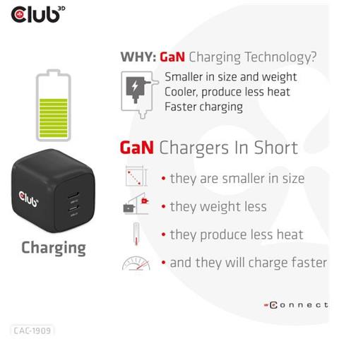 CAC-1909EU Caricabatterie Per Dispositivi Mobili Telefono Cellulare, Computer Portatile, Smartphone Nero AC Interno - Foto 2