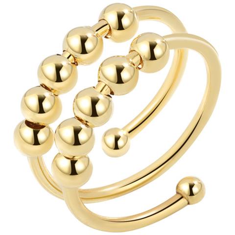 Anelli Antistress Regolabili Con Perline Girevoli Oro/argento, Confezione Da 2 Multicolor1 S - Foto 5