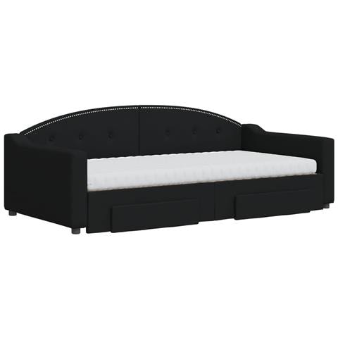 Divano Letto Estraibile Con Cassetti Nero 100x200 Cm In Tessuto - Foto 9