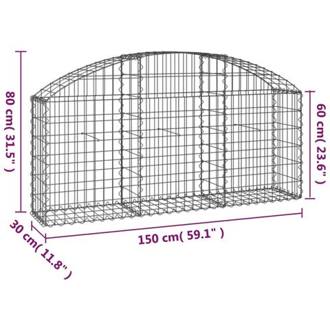 Cesto Gabbione Ad Arco 150x30x60/80 Cm Ferro Zincato - Foto 4