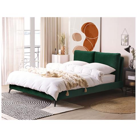Letto Velluto Melle 160 X 200 Cm Verde Smeraldo - Foto 1