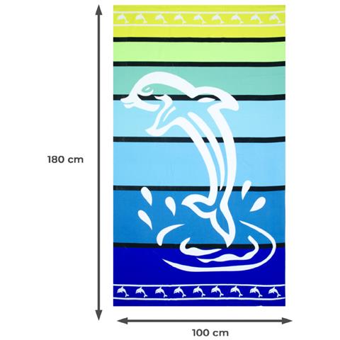 Telo Mare Grande 100x160 Jacquard Spugna Asciugamano Spiaggia Maui Dolphin Telo Mare Verde - Foto 5