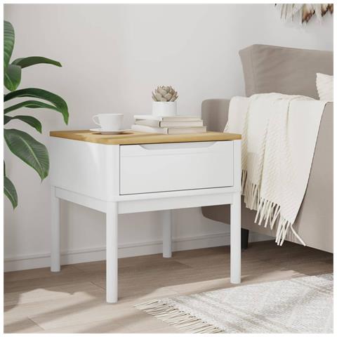 Tavolo Per Lampada Floro Bianco 55x55x54 Cm Legno Di Pino - Foto 3