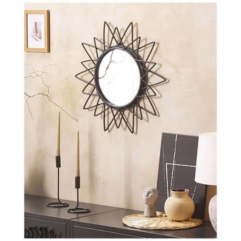 Specchio Aroek Rattan Nero - Foto 1