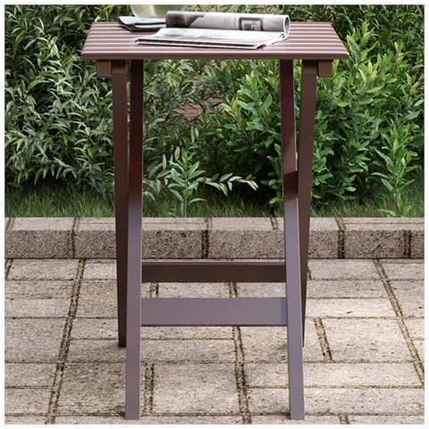 Tavolino Laterale Pieghevole Marrone Legno Massello Di Pioppo - Foto 8