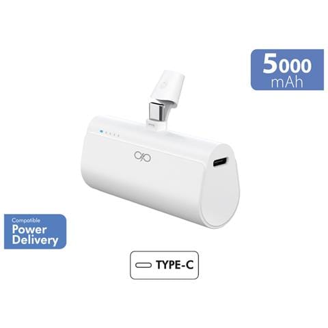 Powerbank 5000 Mah Pd 20w Con Connettore Usb-c Integrato E Indicatori Led, Bianco - Foto 2