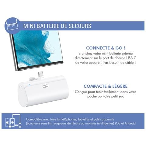 Powerbank 5000 Mah Pd 20w Con Connettore Usb-c Integrato E Indicatori Led, Bianco - Foto 3