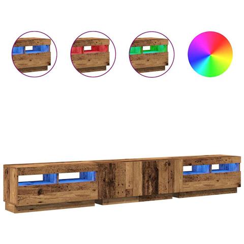 Mobile Porta TV con LED Legno Antico 260x35x40 cm Truciolato - Foto 1