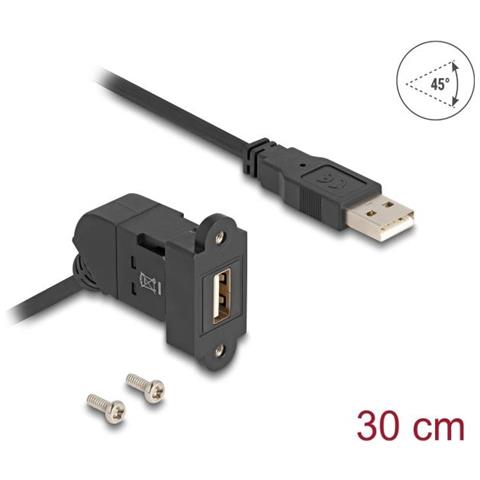 Delock Usb 2.0 Typ-a Einbaubuchse 45° Gewinkelt Zu Stecker Mit 30 Cm Kabel (67151) - Foto 1
