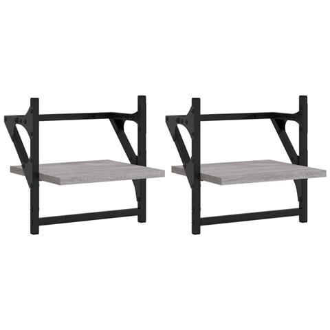 Mensole A Parete Con Aste 2pz Grigio Sonoma 30x25x30 Cm - Foto 2