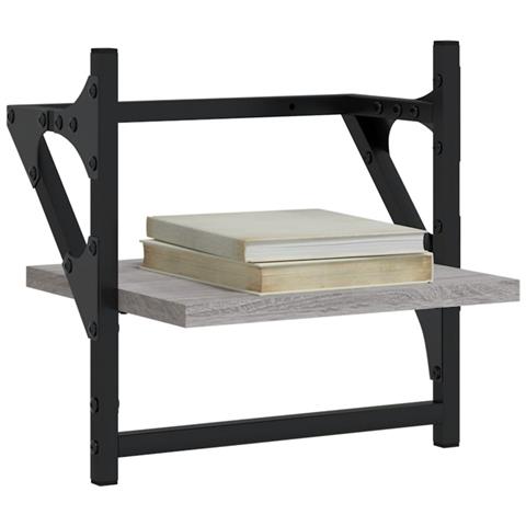Mensole A Parete Con Aste 2pz Grigio Sonoma 30x25x30 Cm - Foto 3