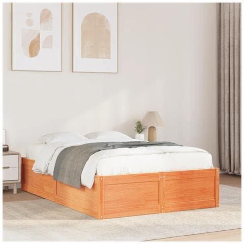 Letto Senza Materasso Marrone Cera 120x200 Cm In Legno Di Pino - Foto 1