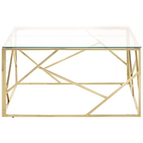 Tavolino Salotto Dorato Acciaio Inossidabile E Vetro Temperato - Foto 3