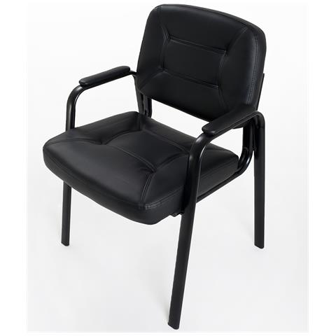 4 Sedie Imbottite In Ecopelle Modello Easy Per Sala Attesa Ufficio Ospite Conferenza Riunione - Foto 2