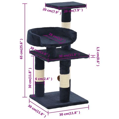 Lusso Casadino - Albero Per Gatti Con Tiragraffi In Sisal 65 Cm Blu - Foto 6
