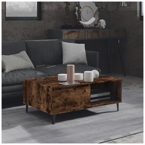 Lusso Casadino - Tavolino Da Salotto Rovere Fumo 90x60x35 Cm In Truciolato - Foto 8