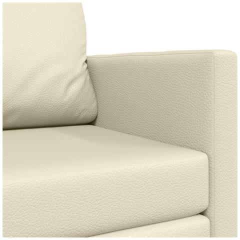 Divano Letto a Pavimento 2-in-1 Crema 124x71x78 cm Pelle Sintetica - Foto 9