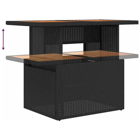 Set da Pranzo da Giardino con Cuscini 7 Pezzi in Rattan Nero e Acacia - Foto 9