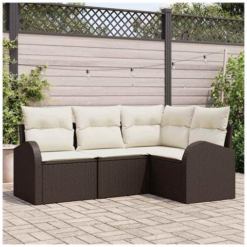 Set di Divani da Giardino a 4 Pezzi con Cuscini Rattan Polipropilene,  Divano da Giardino a 2 Posti con Spazio di Stoccaggio e Cuscini Rattan Polipropilene - Foto 2