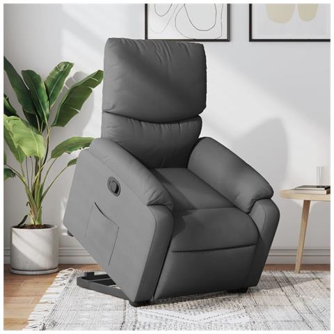 Poltrona Alzapersona Reclinabile Grigio Scuro in Tessuto - Foto 2